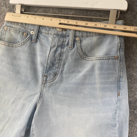 Madewell Denim Shorts 25 Light Blue High Rise Mid Length Jean Cutoff Adeline - Picture 6 of 13